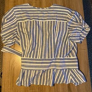 Max Studio Pinstriped short sleeve wrap shirt